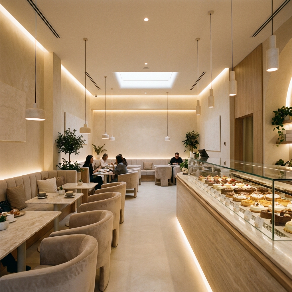 Cozy interior of Azyan Viennoiserie